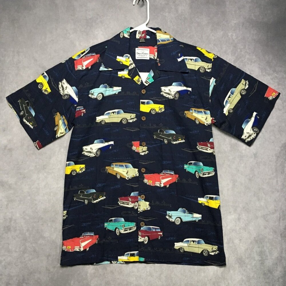 David Carey Originals Mens Shirt size Medium Classic 50s Cars All Over Print‎
